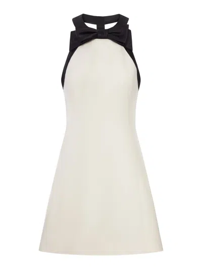 Valentino Short Crepe Dress In Neutral