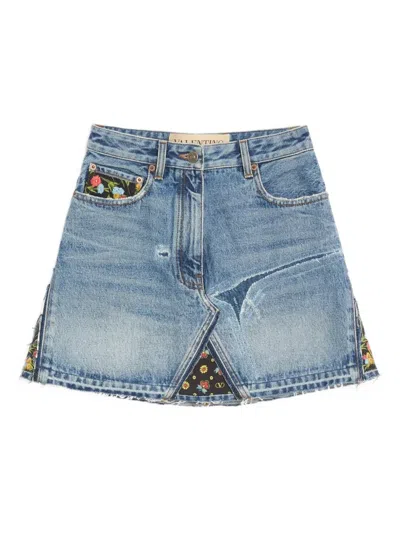 Valentino Short Denim Skirt In Blue