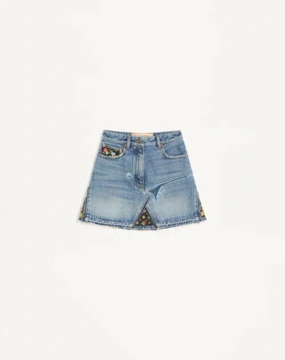 Valentino Short Denim Skirt Woman Blue 40