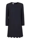 Valentino Virgin Wool-blend Shift Minidress In Dark Blue
