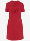 Valentino Fitted Red Dress With Decorative Bows In Rosso