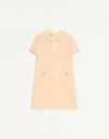 Valentino Wool Dress Short Sleeves Textured Fabric Bow In Brown