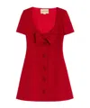 Valentino Bow-detailed Wool-blend Tweed Mini Dress In Red