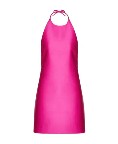Valentino Short Dress In Techno Duchesse In Pink