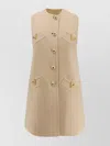 Valentino Short Dress In Wool And Cashmere In Gold