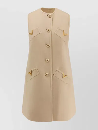 Valentino Short Dress In Wool And Cashmere In Gold