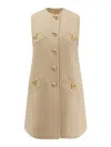 Valentino Short Dress In Wool And Cashmere In Neutral