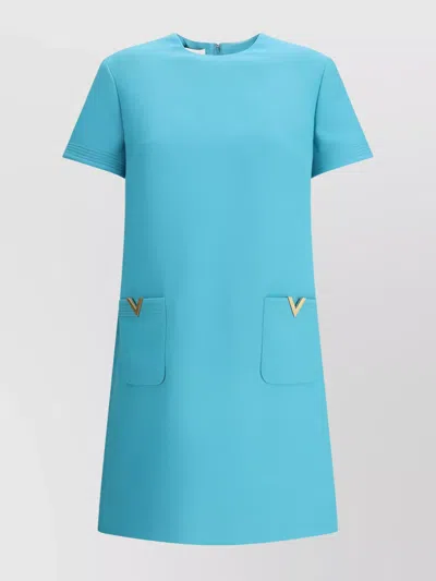 VALENTINO SHORT DRESS WITH GOLDEN V DETAIL