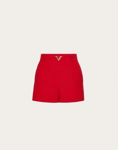Valentino Short En Crêpe Couture Vgold Femme Rouge 38 In Red