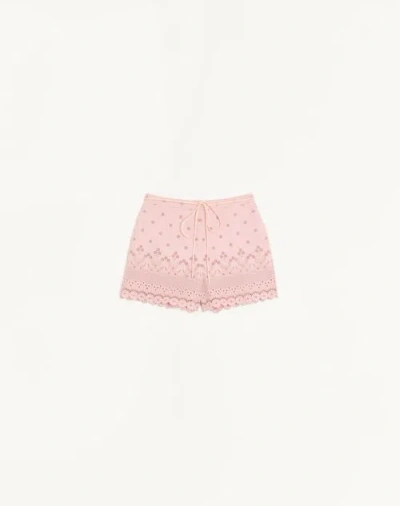 Valentino Short En Sangallo Avec Motif Fleur A Jours Daisy Femme Rose 44 In Pink