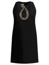 Valentino Garavani Rhinestone Snake Embroidery Crepe Couture Short Dress In Black