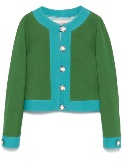 Valentino Short Green And Turquoise Jacket In Laucelblue