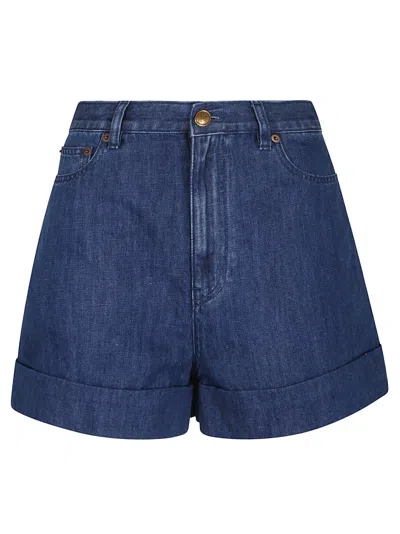 Valentino Denim Shorts With Back Pockets And Belt Loops In Blue