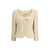 Valentino Short Jacket In Plain Wool Tweed In Neutral