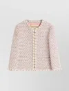 Valentino Short Jacket With Tweed Texture And Button Detailing