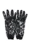 Valentino Ruched Lace Gloves In Black