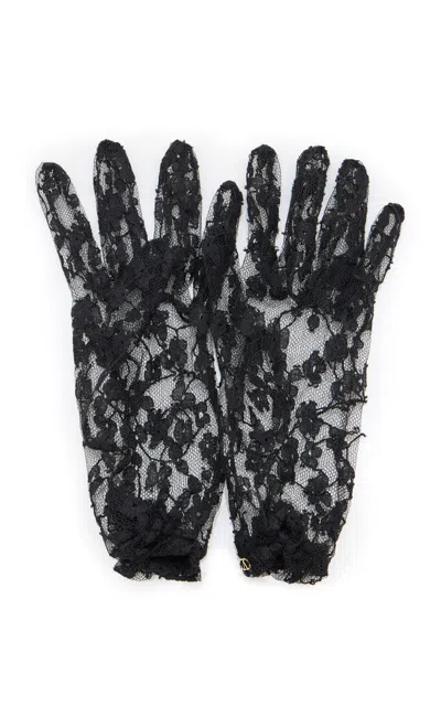 Valentino Garavani Floral-lace Gloves In Black