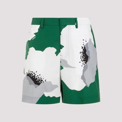 Valentino Garavani Printed Cotton Bermuda Shorts In Green