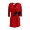 Valentino Draped Wrap Bow Mini Dress In Red