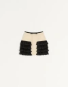 Valentino Ruffled Taffeta-trimmed Wool-blend Tweed Mini Skirt In Neutral