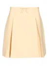 Valentino Womens Betulla Bow Pleated Wool-silk Woven Mini Skirt