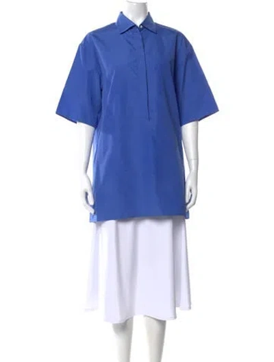 Pre-owned Valentino Short Sleeve Blouse In Blue