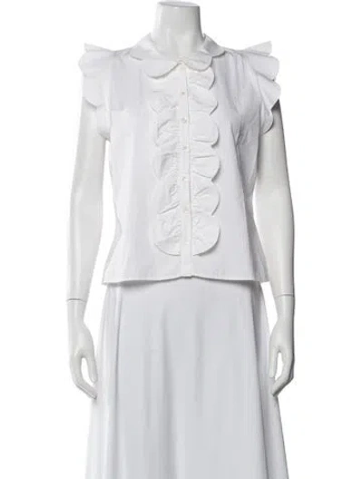 Pre-owned Valentino Short Sleeve Blouse In Blue