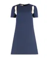 Valentino Wool And Silk Mini Dress In Blue
