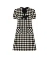 Valentino Embroidered Damier Light Tweed Short Dress In Black