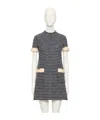 Valentino Bow-embellished Boucle Mini Dress In Black
