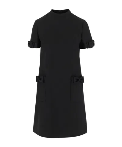 Valentino Crepe Couture Bow-detail Minidress In Black