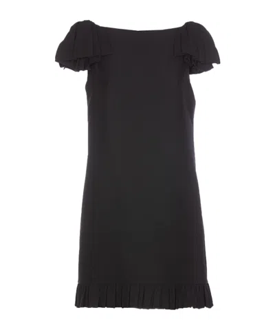 VALENTINO VALENTINO CREPE COUTURE FLARED HEM MINI DRESS