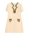 Valentino Garavani Embellished Crepe Couture Shift Minidress In Brown