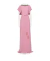 Valentino Cady Couture Embellished Belted Gown In Pink