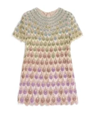 Valentino Embroidered Organza Mini Dress In Powder/multicolor