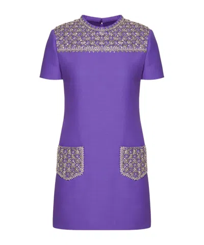 Valentino Short Sleeve Dress In Purple