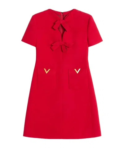 VALENTINO VALENTINO BOW DETAILED A-LINE MINI DRESS