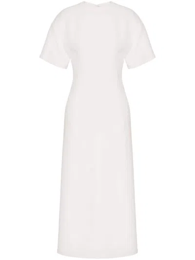 Valentino Robe Mi-longue Structured Couture Femme Ivoire 42 In Weiss