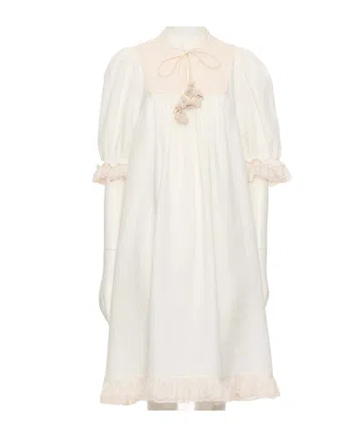 Valentino Short Sleeve Dress In White