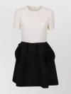 VALENTINO SHORT SLEEVE FLARED SKIRT DRESS WITH SIDE POCKETS