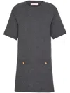 Valentino Womens Grigio Scuro Melange Short-sleeved Relaxed-fit Wool-knit Mini Dress In Grey
