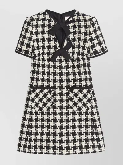 Valentino Short Sleeve Mini Dress With Geometric Print In Black