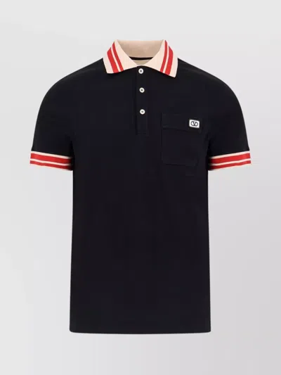 Valentino Short Sleeve Polo Shirt With Contrasting Collar In Black