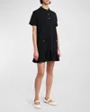Valentino Short-sleeve Ruffle-hem Mini Polo Shirtdress In Navy