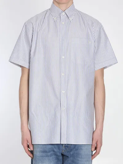 Valentino Short Sleeve Signature Logo Shirt For Men In Blue