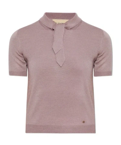 Valentino Short Sleeve Sweater In Purple