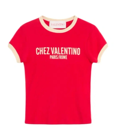 Valentino Short-sleeved Cotton T-shirt In Red