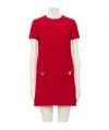 Valentino Womens Paris Pocket-front Short-sleeve Wool-blend Midi Dress In Red