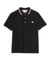 Valentino Garavani Black Polo Shirt With Classic Bicolor Collar And Logo Patch On The Front In Cotto In Black