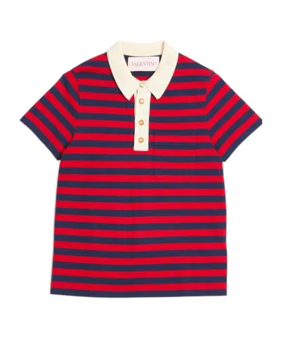 VALENTINO VALENTINO STRIPED BUTTON DETAILED POLO SHIRT